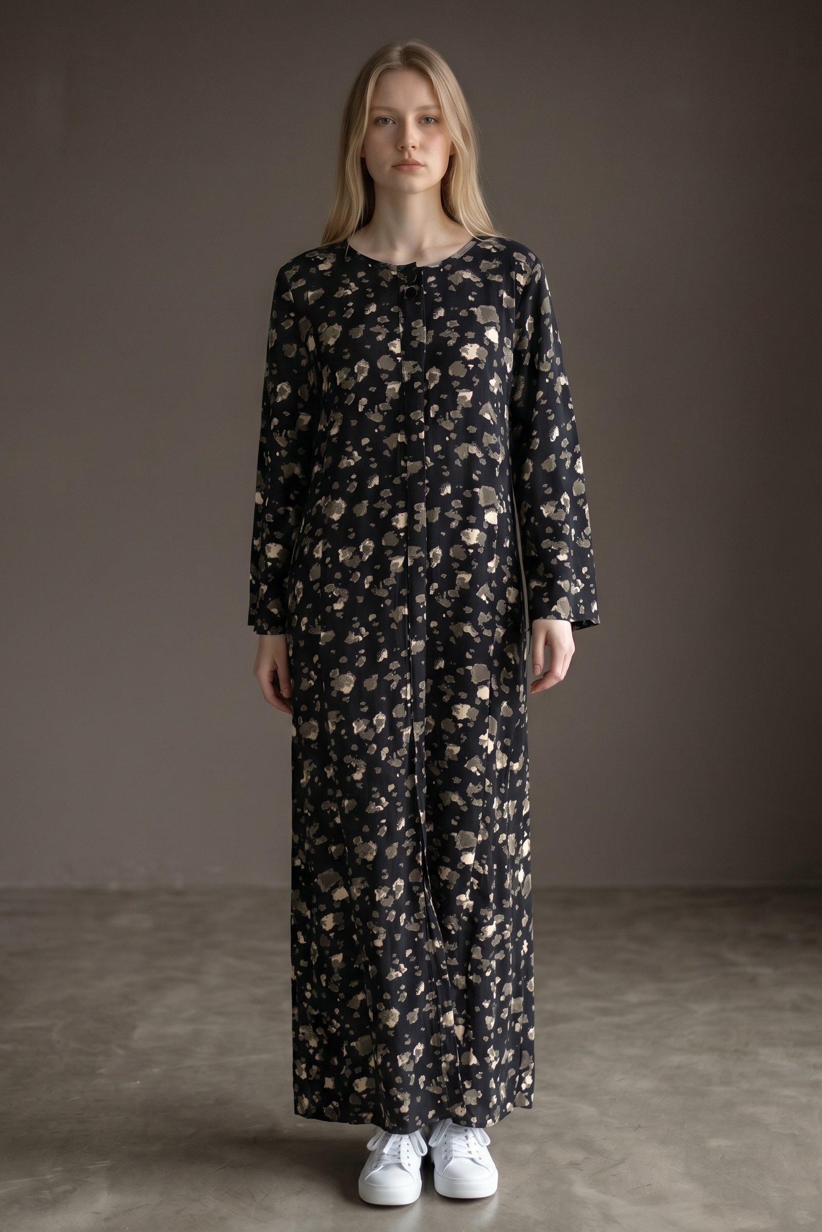 Black Gold Foil Print Abaya | Elegant Modest Maxi Dress | Miskys